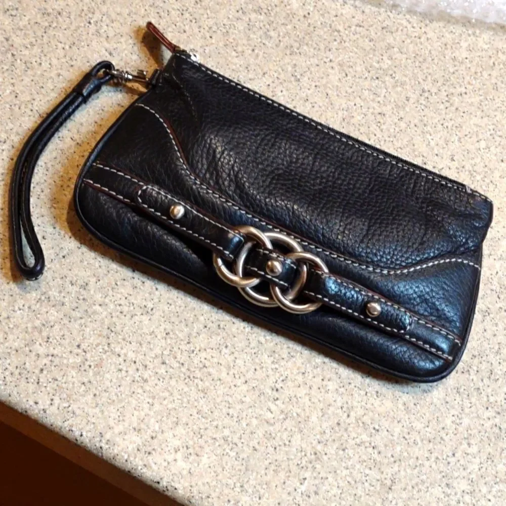 Black Leather Wristlet